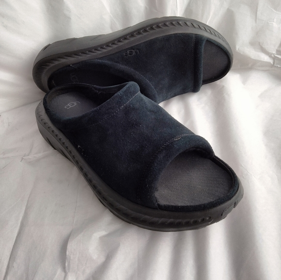 UGG CA805 V2 SLIDE BLACK SUEDE PLATFORM SANDAL -MEN’S US 12 - Picture 5 of 14